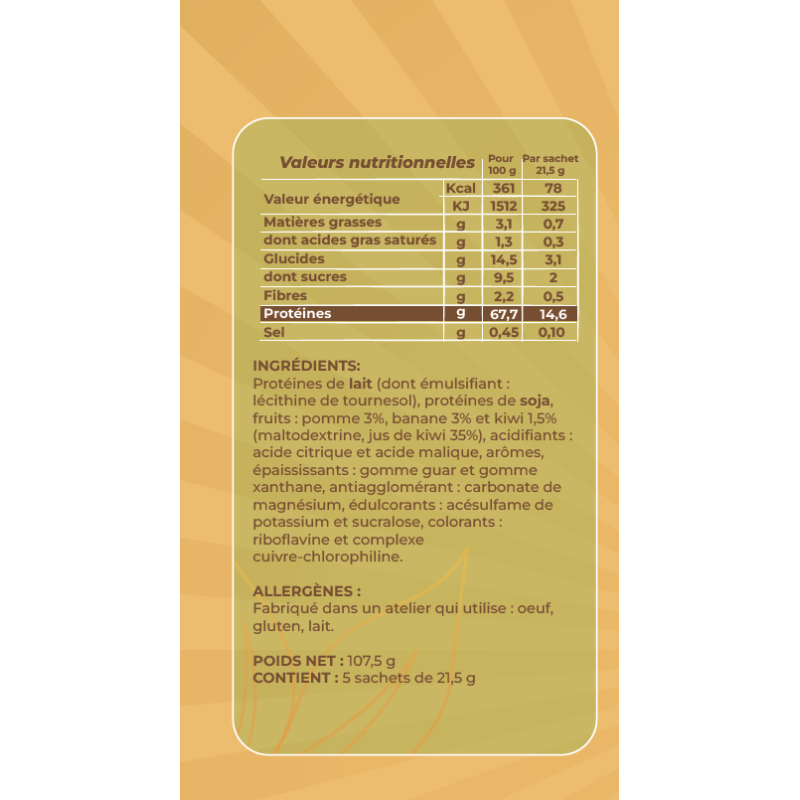 VITAL SMOOTHIES KIWI POMME BANANE EMRYS NUTRITION (BOX DE 5 SACHETS)